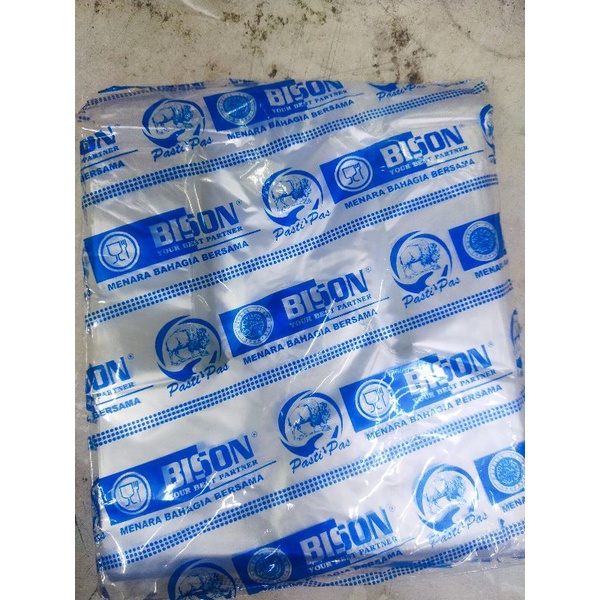 kresek bening 215 gram cap bison kantong plastik