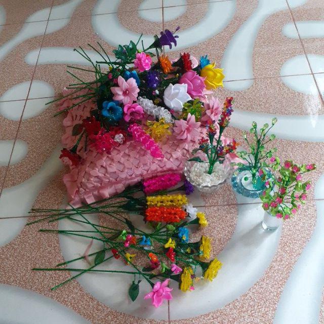 Bunga Mawar Kerang Mini Rangkai Manik