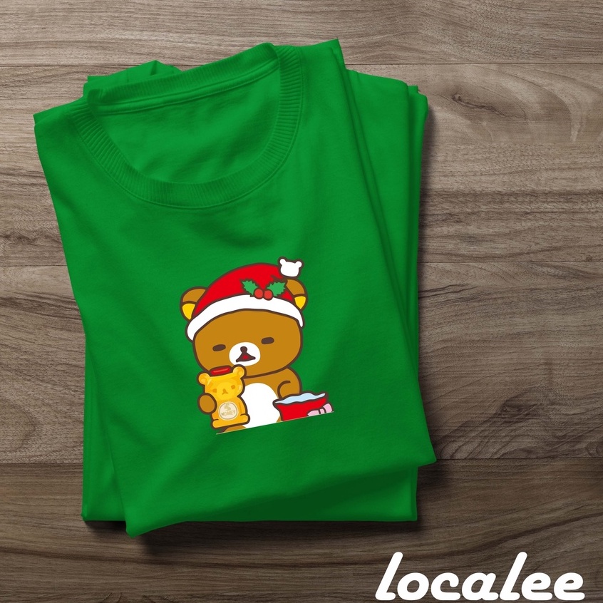 KAOS NATAL RILAKKUMA IN GREEN/ RILAKKUMA CHRISTMAS SEASON / GREEN TSHIRT/ KAOS WANITA