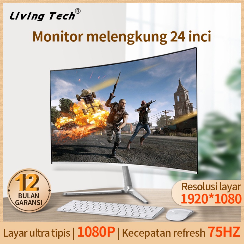 LIVING Monitor gaming melengkung 24 inci Monitor ultra-tipis Full HD-0