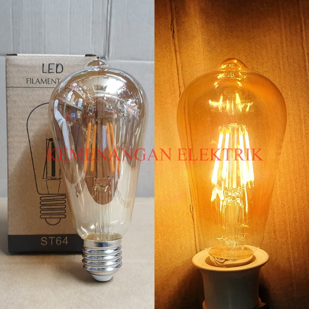 LAMPU LED FILAMENT BULB EDISON 4W / FILAMEN VINTAGE 4 WATT E27 - ST64 / LAMPU CAFE KAFE