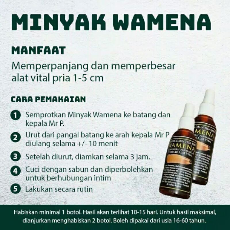 Bisa COD Minyak Wamena Cap Daun Tiga Jari / Wamena Original / Wamena Obat Pembesar Penis