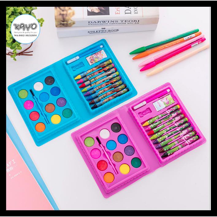 

M Crayon Set, Cat Air Set Anak-Anak, Kotak Pensil Kaleng, Kotak Pensil