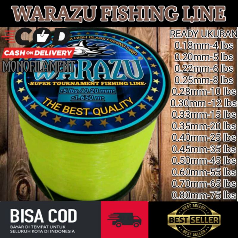 WARAZU FISHING LINE WARNA KUNING STABILO bisa COD (SENAR PANCING ANTI KRITING,ELASTIS,KUAT,TAHAN GES
