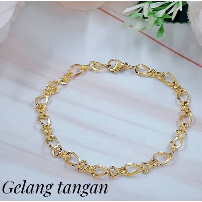 Gelang Tangan Wanita Titanium Rantai Emas Anti karat