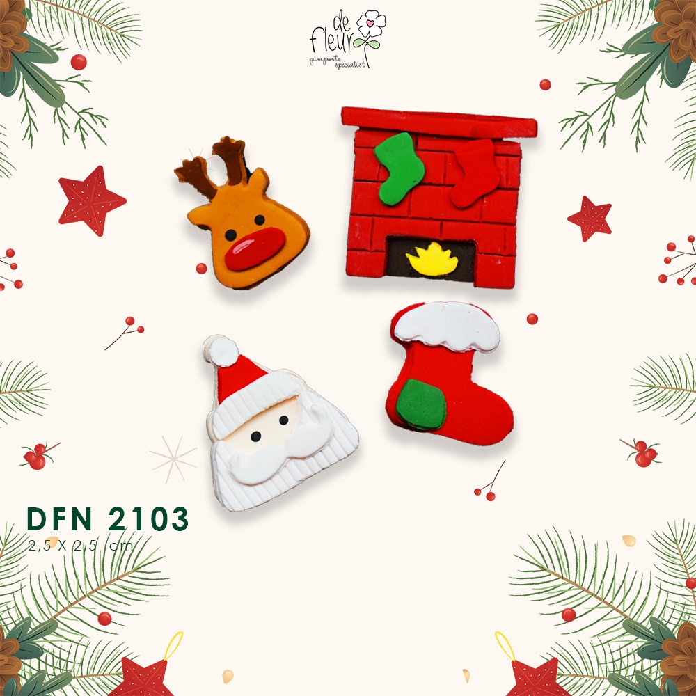 

Gumpaste hiasan kue natal santa segitiga fireplace