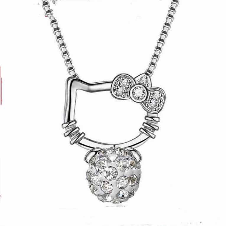  Kalung Hello Kitty  Stainless Crystal Diamond Titanium 