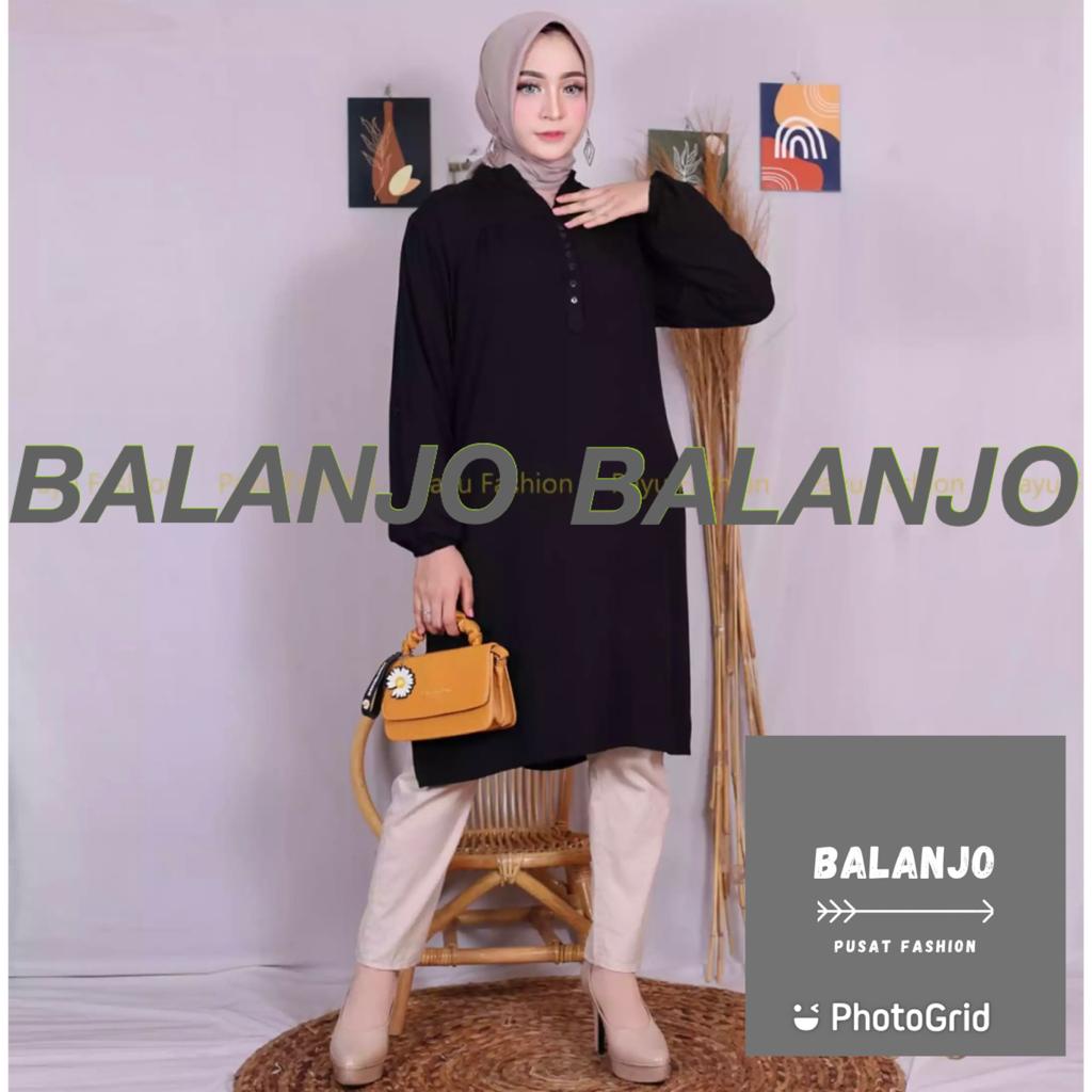Tunik Wanita Terbaru Katun Rayon Polos Busui Jumbo Hitam Cod Balanjo
