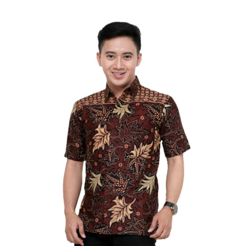 BSWART Batik HRB026 Kenongo Hem Pendek Padi Pekalongan M L XL XXL Batik Pria MURAH Modern Grosir-NO:9