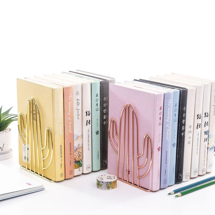 

Sale Pembatas Buku Cactus Metal Bookends Book Holder Desk Organizer Diskon