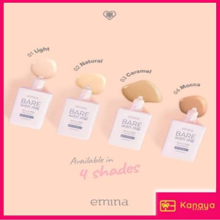 (BISA COD) Emina Bare With Me Mineral Mild Foundation SPF 25 PA+++