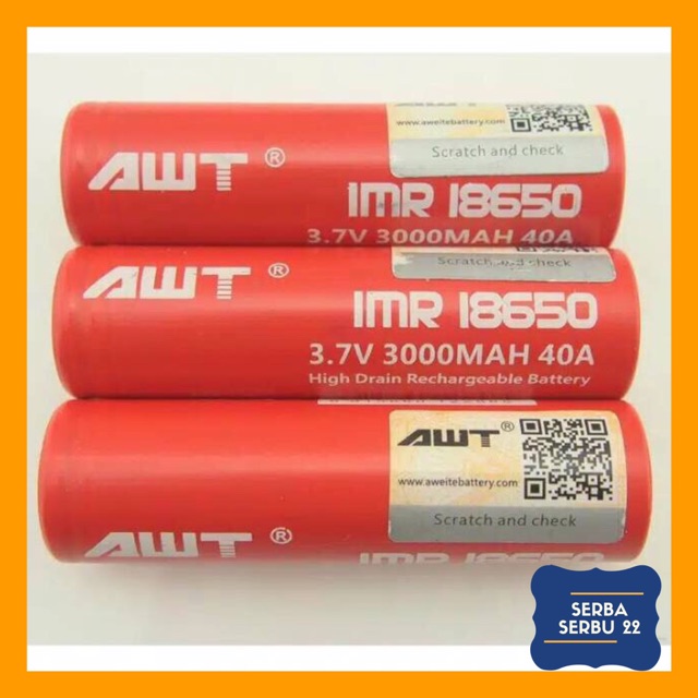 AWT IMR 18650 | 3000mah | 40A | High Drain Rechargeable Battery