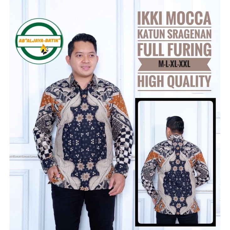 IKKI MOCCA Kemeja Batik Pria Solo Asli Lengan Panjang Katun Halus FULL FURING PREMIUM Mewah Atasan B