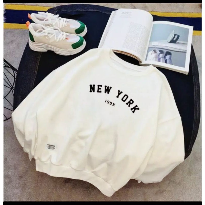 Sweater New York 199X | Korean Style Sweatshirt | Pakaian Wanita Dan Pria | Bahan Fleece | Allsize