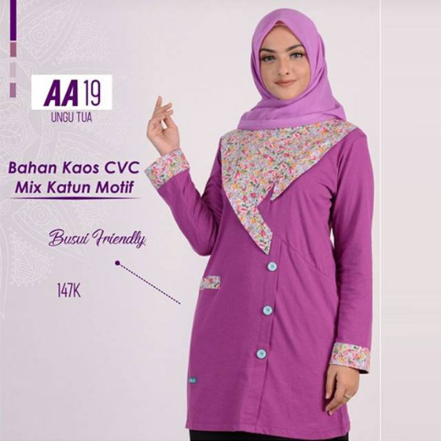 Atasan Kaos Muslimah Alnita AA 19 Ungu Tua