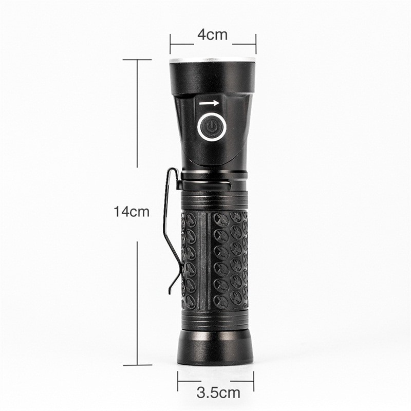 Pocketman Senter LED Rotatable Head Magnetic Tail Cree T6+COB 6000 Lumens - 3188 - Black