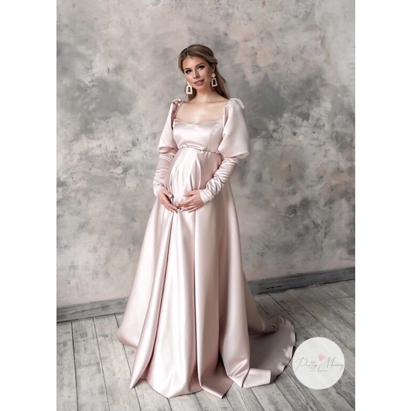BUMBY GOWN - Dress pesta hamil loose dress maternity photoshoot gowns baju pesta bumil pregnant preg
