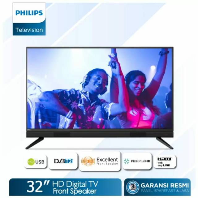 TERMURAH LED PHILIPS DIGITAL TV 32 INCH PHT5583/70 FRONT SPEAKER SLIM DESIGN DOLBY AUDIO