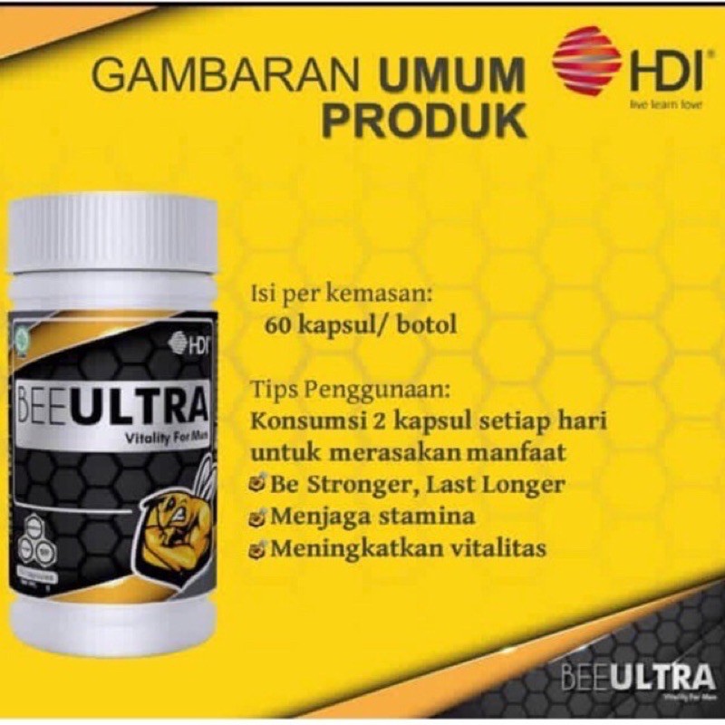 BEST SELLER!! HDI BEE ULTRA (60caps) Perfoma alami dan suplemen vitalitas untuk para pria "Macho".