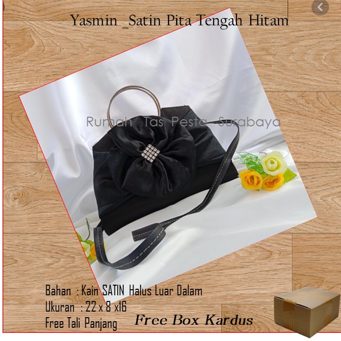 Tas Unik,Tas Elegan,Tas slempang,Yasmin _Satin Pita Tengah Hitam