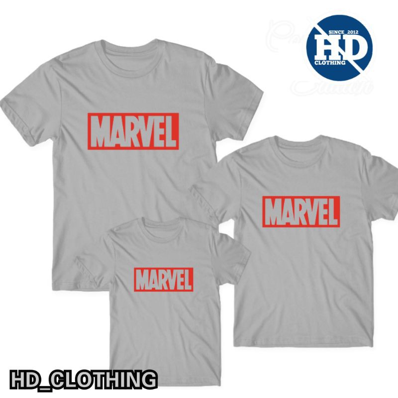 Kaos Atasan lengan pendek Couple Keluarga Superhero Tulisan Marvel - HD Clothing