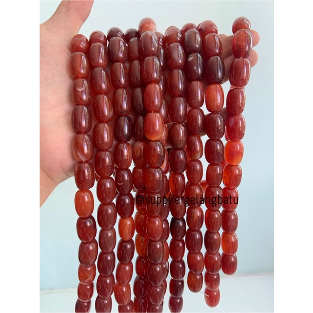 batu alam Penden tabung carnelian orange manau 2 x 1,5 cm kalimantan