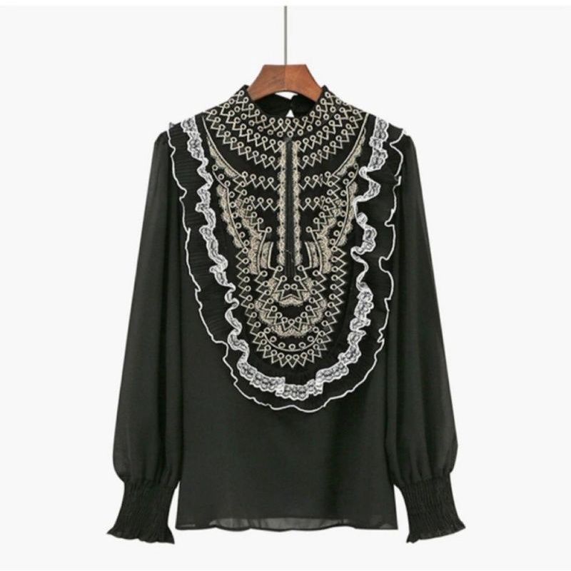 MDLV ~ 7655 STELLA EMBROIDERED TOP KOREA BLOUSE WANITA BLOUSE PREMIUM BLOUSE KOREA FASHION IMPORT