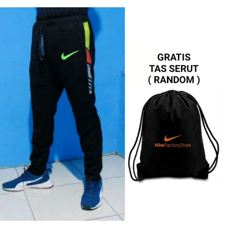 trackpant celana panjang olahraga pria/wanita gratis tas serut (random)-4