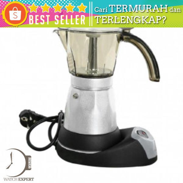 Alloet Espresso Coffee Maker Moka Pot Teko Stovetop Filter 480W 150ml 3 Cups - MX002 - Black