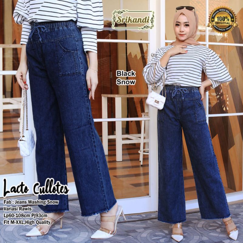 lacto cullotes celana kulot wanita bahan jeans by srikandi