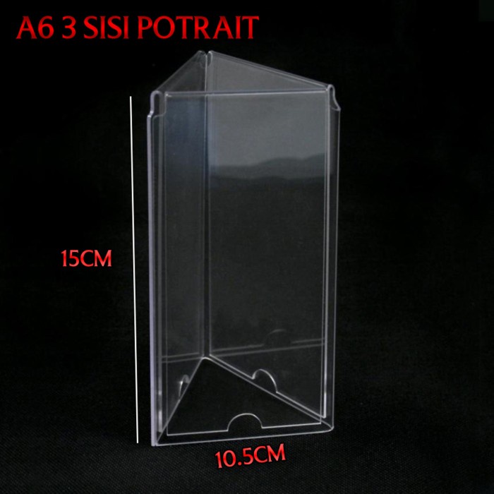 Acrylic Brosur A6 POTRAIT 3 sisi - Akrilik Tempat Tent Card Display