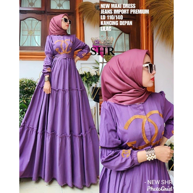 READY NEW SHR ORIGINAL 10000% MAXI DRESS JEANS IMPORT CHANEL