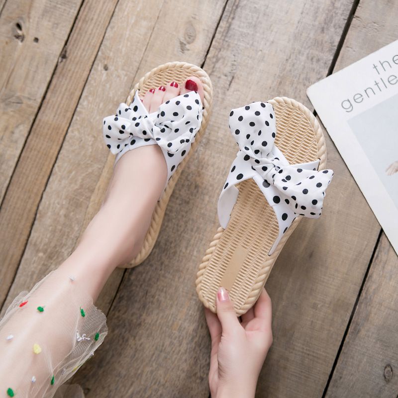 Sandal Flat Pita polkadot Jelly Wanita Import Terbaru S2