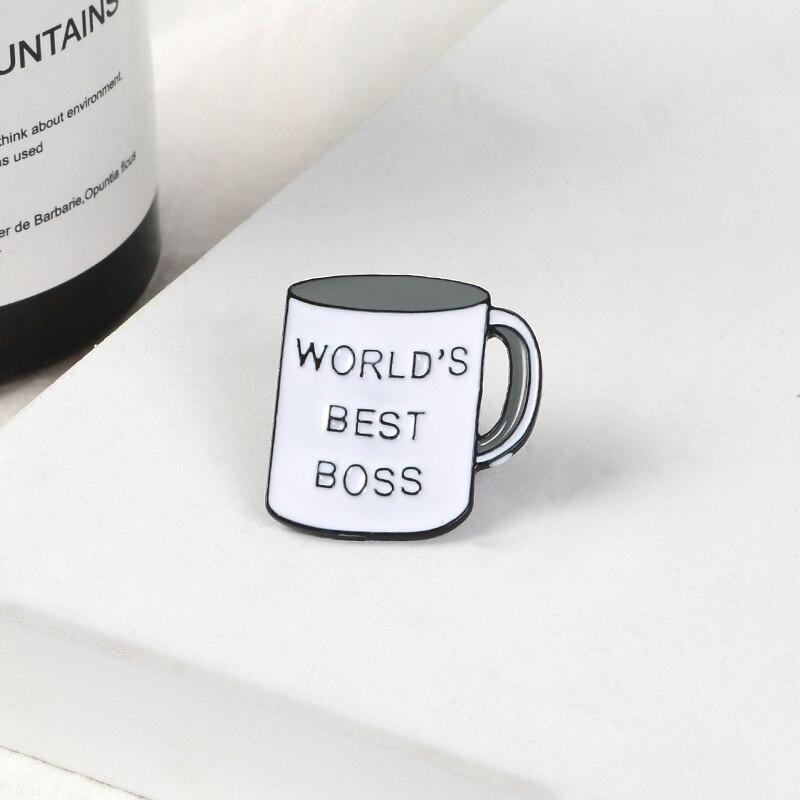 Bros Pin Enamel Bentuk Cangkir Kopi Tulisan World 's Best Boss Mug Untuk Pria Dan Wanita