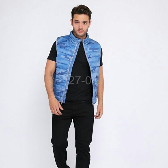 Rompi Gap ColdControl Lite Puffer Vest Camouflage Blue Original Vespa