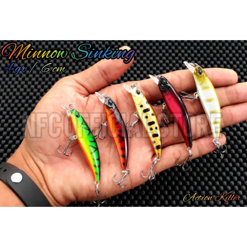 Minnow sinking 4gr/6cm, umpan casting ikan fresh water dengan action KILLER