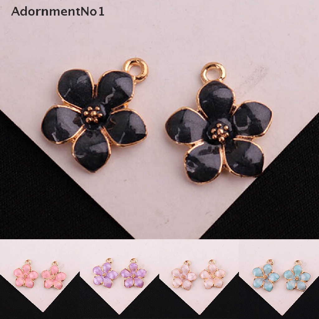 (AdornmentNo1) 10pcs / Set Liontin Bunga Enamel Bahan Alloy Untuk Membuat Perhiasan DIY