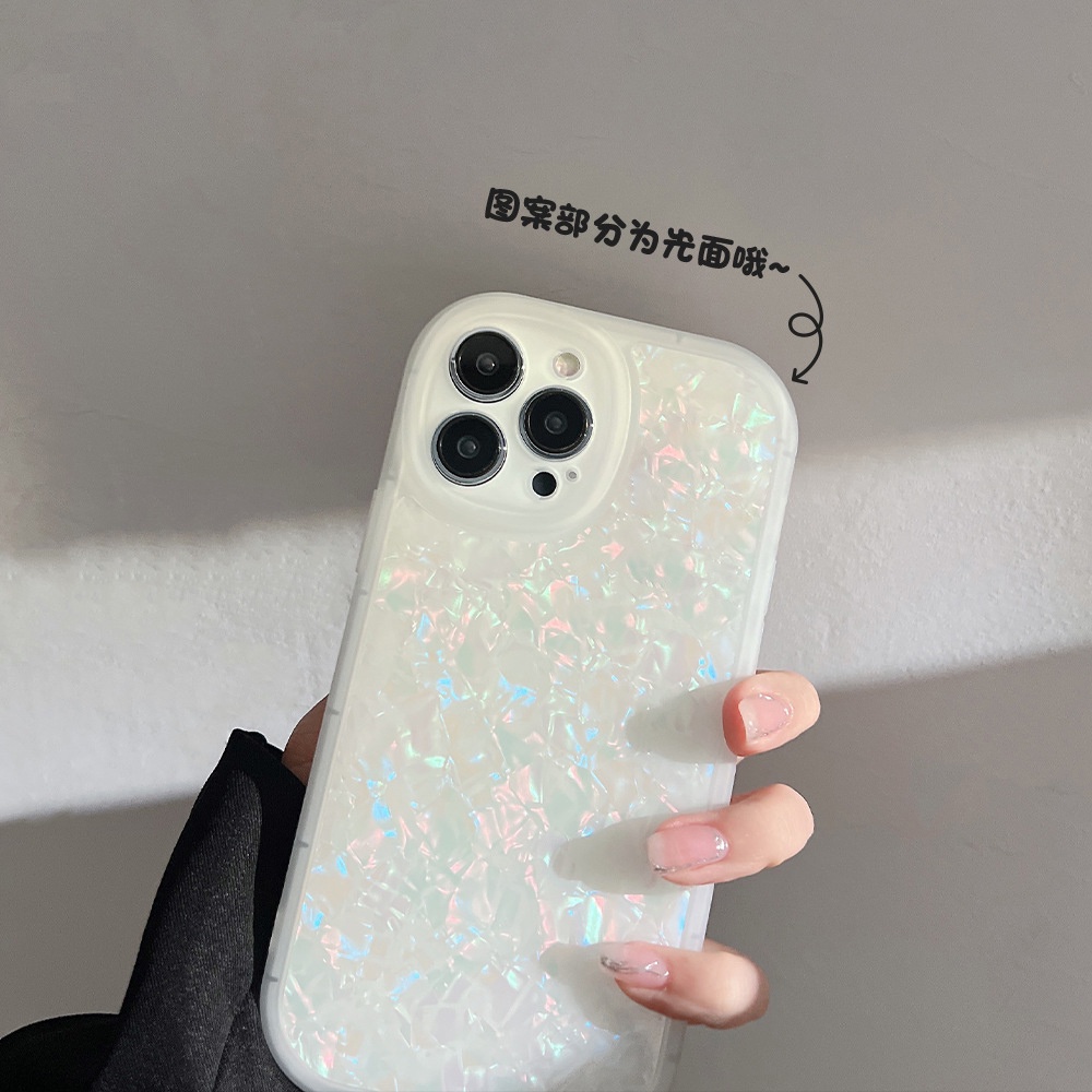 Fashion Crystal Clear White Shell Pattern Phone Case Cpmpatible for iPhone 11 13 12 Pro Max 6 6s 7 8 Plus XR XS MAX SE 2020 Soft TPU Lens Camera Protetion Back Cove