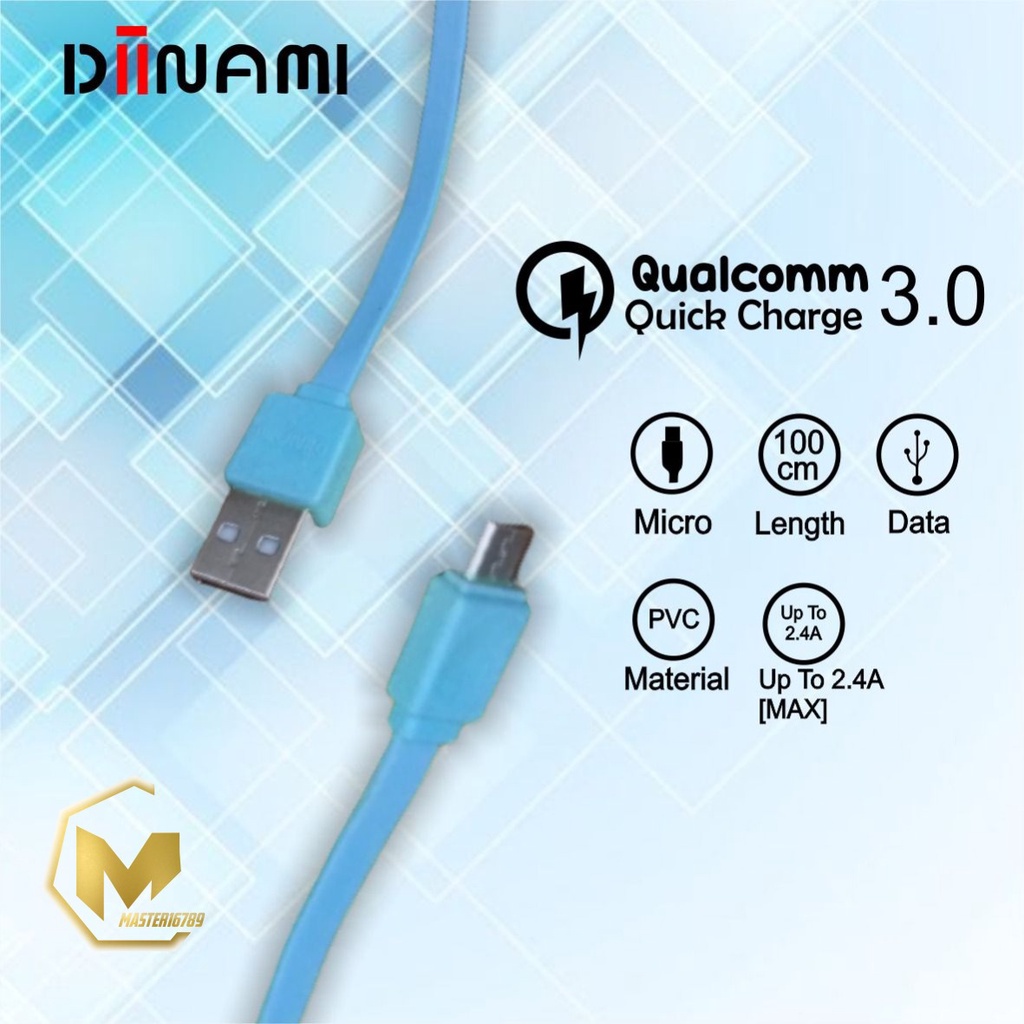 BM027 Kabel data pipih gepeng charger diinami 2.4A Micro iPhone tipe c usb fastcharging MA2286