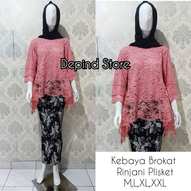 (Kebaya Modern)Set Kebaya Rinjani Plisket/Warna/Pink/White/Mint/Hijau Botol/Lavender/Turkish/Mustard