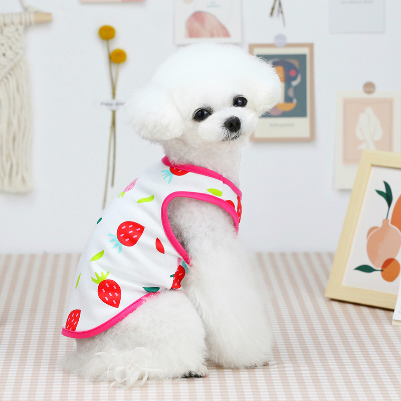 ★〓YUFeiPet〓★ Pet Dog Summer New Clothing Cute Thin Five-color Fruit Vest Casual Unisex Dogs Poodle Pug Dress Vest Shirt Dog Clothing T-shirt