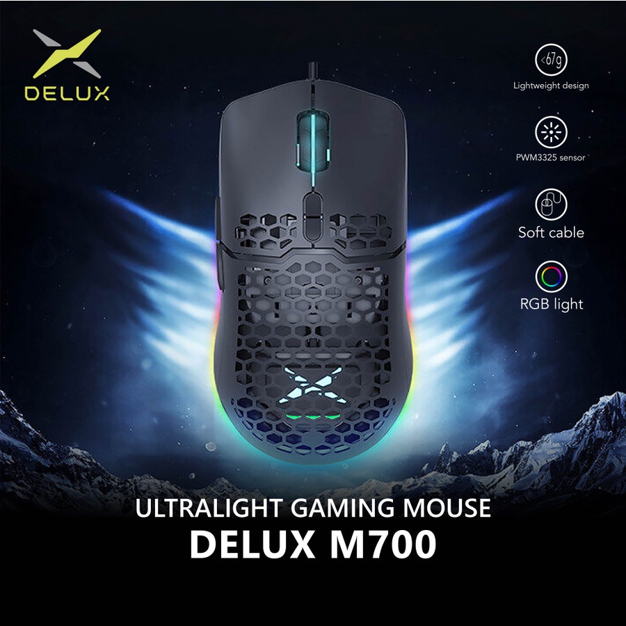 Mouse Delux M700 Wired Lightweight RGB Gaming Mouse