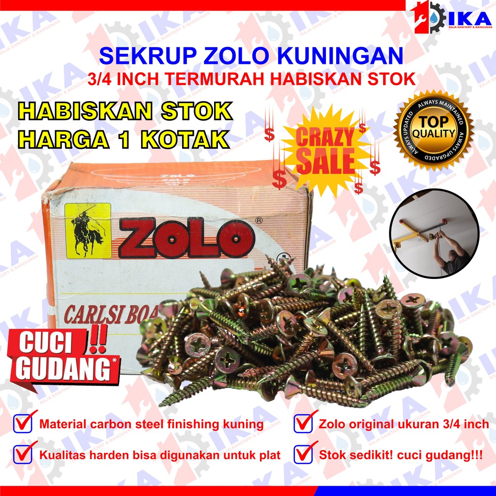 Obral Cuci Gudang Murah Skrup sekrup grc kuning 1 inch / 2.5 cm GRC / Carlsi board screw zolo