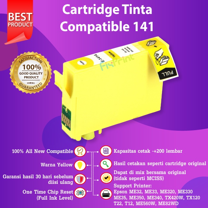 Cartridge Tinta Epson 141 C13T141 Compatible ME-32 ME320 ME340 ME82WD