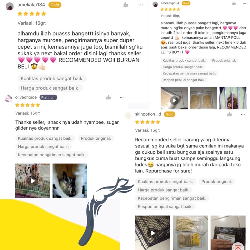 15G FISH SNACK SUGAR GLIDER CAMILAN ORIGINAL KUCING ANJING HAMSTER