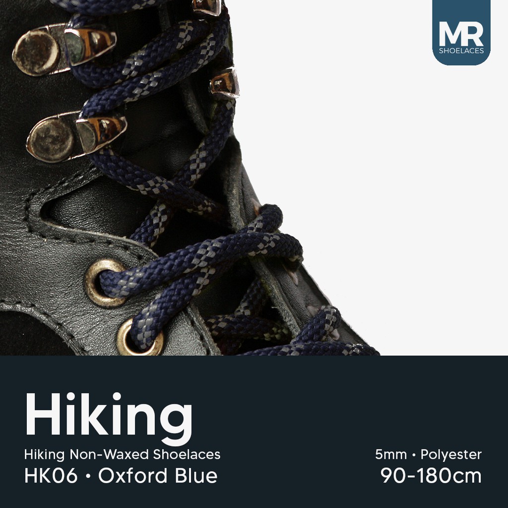 MR Shoelaces HK06 Oxford Blue (Biru Tua) Tali Sepatu Hiking Motif 4-5mm 90cm 100cm 120cm 150cm 180cm