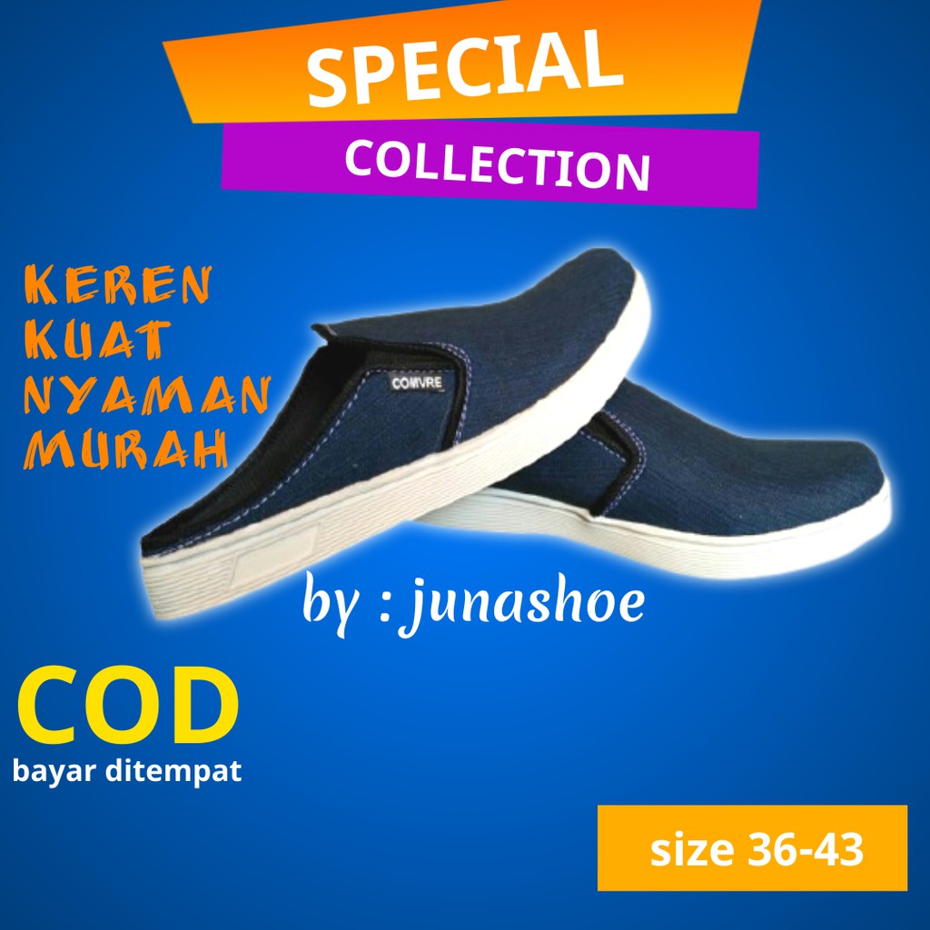 selop pria daltu bustong tutong sepatu santai casual slip on