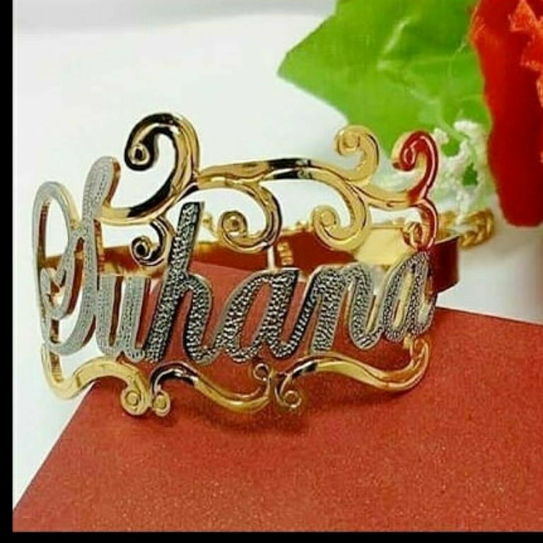 GELANG NAMA LAPIS EMAS ASLI / GELANG TEMPAH NAMA / GELANG UKIR NAMA / GROSIR GELANG EMAS MURAH