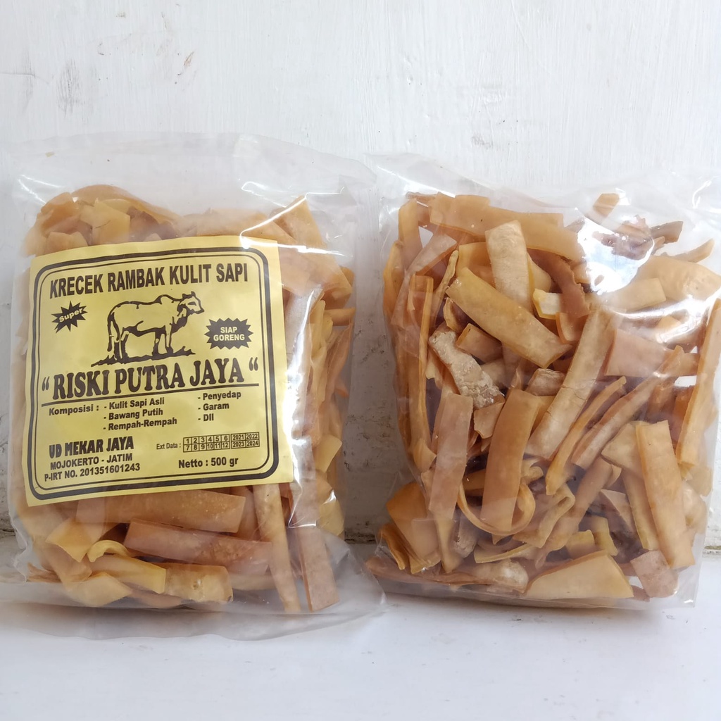 Kerupuk/Krecek Rambak Sapi Mentah 500 Grma / 1KG  Camilan Diett Potongan Stik SUPER PREMIUM (DI JAMIN ASLI DARI KULIT SAPI)