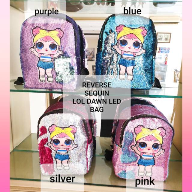 32001/2 UNICORN SEQUIN BAG / RANSEL SEKOLAH ANAK / TAS UNICORN BLING IMPORT KOREA MURAH GOLD SILVER